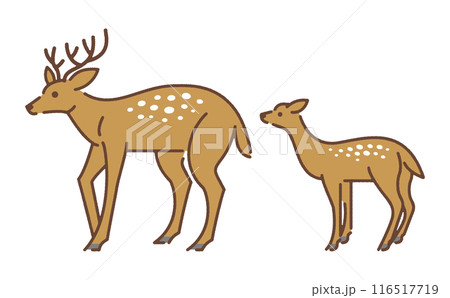 親子鹿のシンプルなイラスト素材 116517719