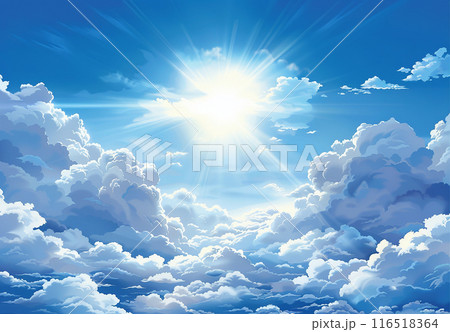 夏の青空と白い雲 116518364