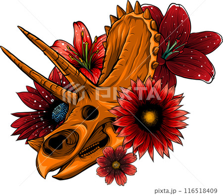 skull of triceratops dinosaur. vector illustration design 116518409