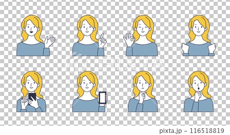 Icon set of women in various poses 116518819