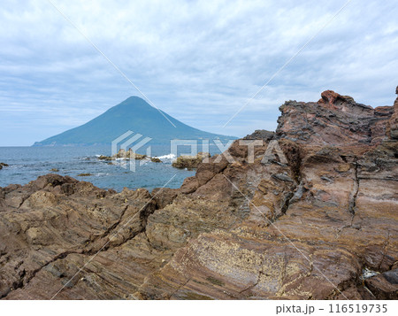 鹿児島県指宿市_長崎鼻から見る開聞岳の風景 116519735