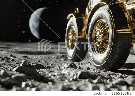 Close up tire Car Wheel Driving Through on moon Generative AI 116519793