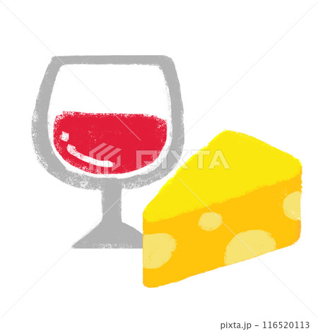 赤ワインとチーズ クレヨンタッチ 挿し絵 赤ワインとチーズ クレヨンタッチ 挿し絵 116520113