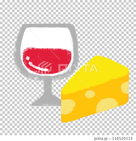 赤ワインとチーズ クレヨンタッチ 挿し絵 赤ワインとチーズ クレヨンタッチ 挿し絵 116520113