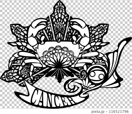 蟹座　切り絵などに使える図案 116521796