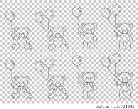 風船をもったかわいいくまのぬいぐるみのベクターイラストセット アイコン 動物 風船をもったかわいいくまのぬいぐるみのベクターイラストセット アイコン 動物 116521842