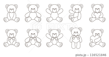 かわいいくまのぬいぐるみのベクターイラストセット　アイコン　動物 116521846