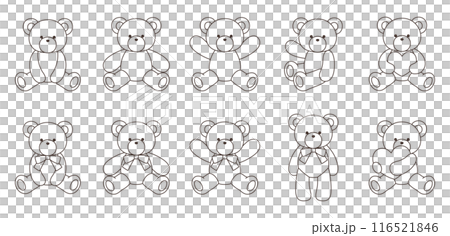 かわいいくまのぬいぐるみのベクターイラストセット　アイコン　動物 116521846