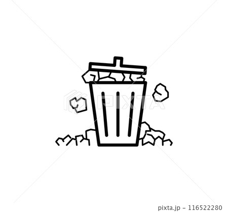 ゴミがあふれそうなゴミ箱のイラスト ゴミがあふれそうなゴミ箱のイラスト 116522280