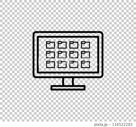 A simple illustration of a PC with many folders displayed A simple illustration of a PC with many folders displayed 116522283
