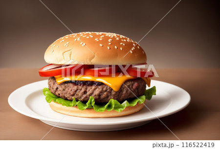 Fresh tasty Burger on a plate 116522419