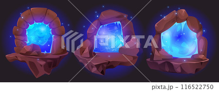 Magic glow portal with stone doorway 116522750