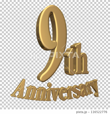 3DCG character "9th Anniversary/9th anniversary" gold, gold 3DCG character "9th Anniversary/9th anniversary" gold, gold 116522776