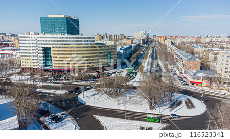 Aerial view on 50 Let Oktyabrya street. Tyumen. Russia 116523341