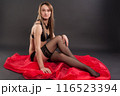 Young pretty woman in black lingerie 116523394