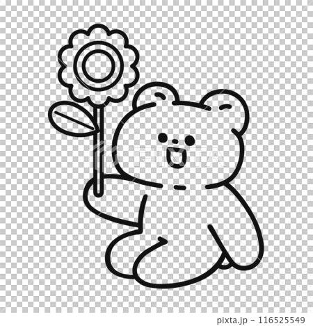 お花を持ったクマ・線画 お花を持ったクマ・線画 116525549