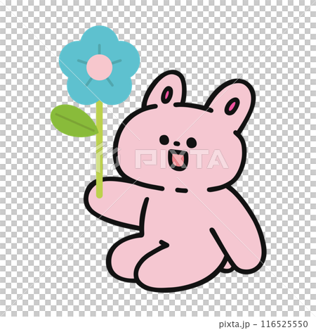 お花を持ったウサギ お花を持ったウサギ 116525550