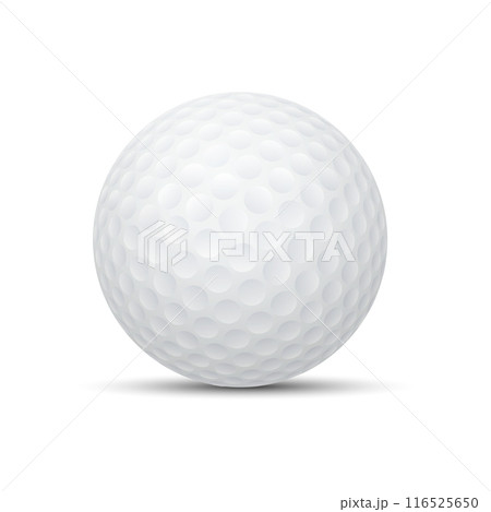 White golf ball with dimples, isolated on a plain background. Vector 116525650
