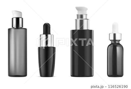 Airless serum bottle mockup. Cosmetic essence dropper flask 116526190