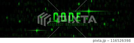 Abstract green binary code in dark background. Futuristic digital high-technology pattern. Vector illustration 116526398