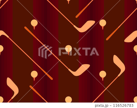 Seamless pattern with golf clubs and balls. Golf putter and a golf ball in a minimalist style. Design for typography, banners and posters, promotional items. Vector illustration 116526783