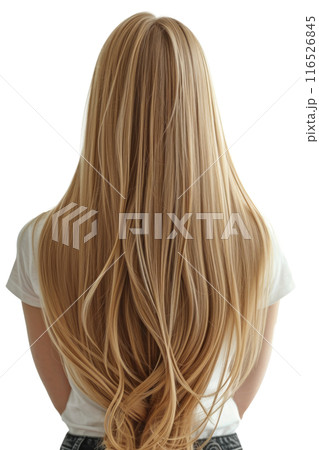 Back view of beautiful girl with long smooth...のイラスト素材 [116526845] - PIXTA
