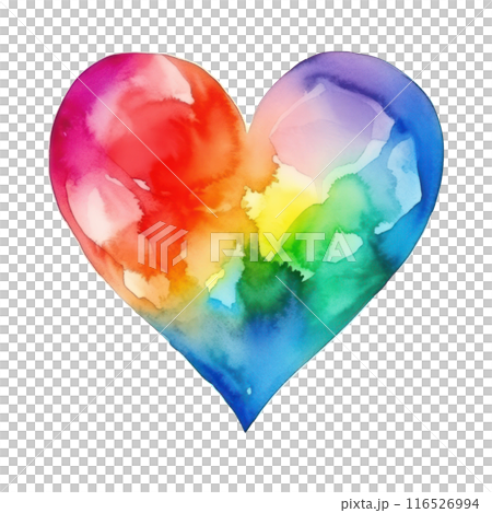 Rainbow colors watercolor heart isolated 116526994