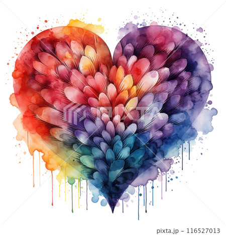 Rainbow colors watercolor heart isolated 116527013