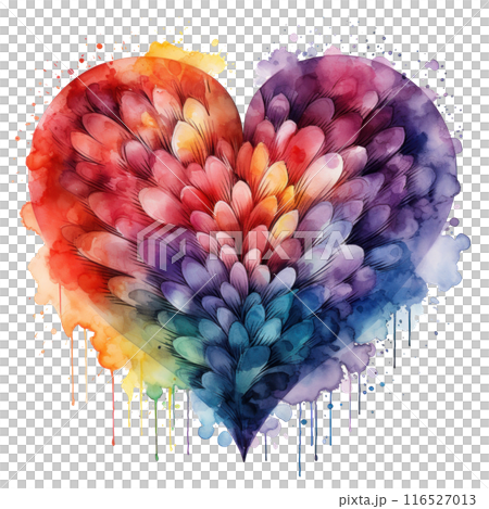 Rainbow colors watercolor heart isolated 116527013