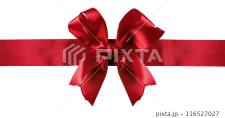 red ribbon with bow isolated on white background 116527027