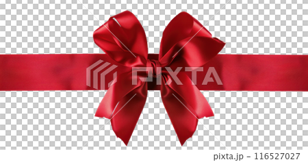 red ribbon with bow isolated on white background 116527027