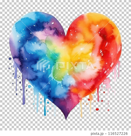 Rainbow colors watercolor heart isolated 116527226
