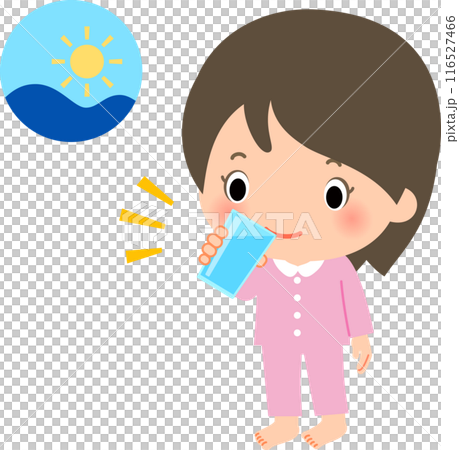 朝起きて水を飲む女性 116527466