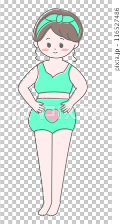 Illustration of a young pregnant woman wearing maternity underwear 116527486