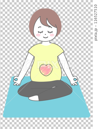 A woman with short hair doing maternity yoga 116527510