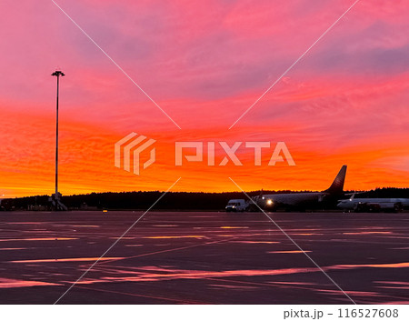 Sunset at the airport. 116527608