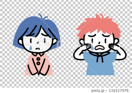 Children's facial expressions_crying_boy and girl set 04_3 colors Children's facial expressions_crying_boy and girl set 04_3 colors 116527976