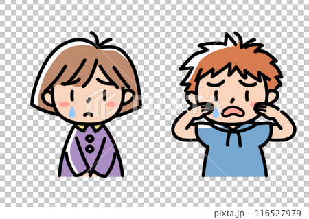 Children's facial expressions_crying_boy and girl set 04_colorful Children's facial expressions_crying_boy and girl set 04_colorful 116527979