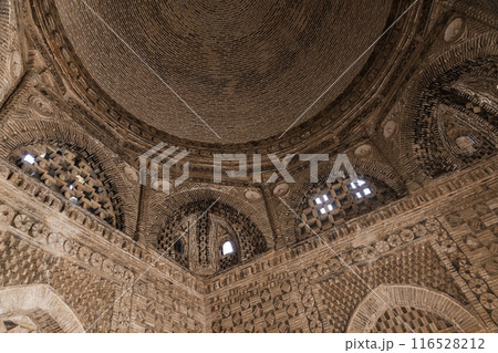 Samanid Mausoleum interior detail with arched windows and dome Samanid Mausoleum interior detail with arched windows and dome 116528212