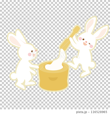 餅をついているかわいいウサギのベクターイラスト 116528965