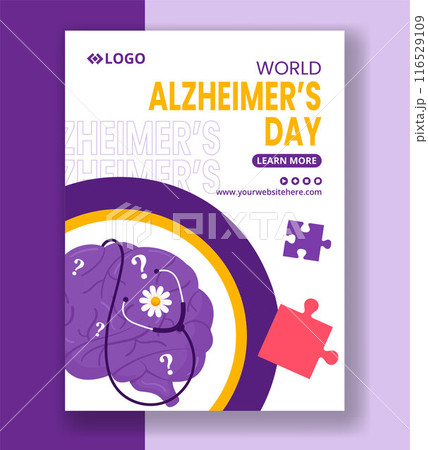 Alzheimer's Day Vertical Poster Flat Cartoon Hand Drawn Templates Background Illustration Alzheimer's Day Vertical Poster Flat Cartoon Hand Drawn Templates Background Illustration 116529109