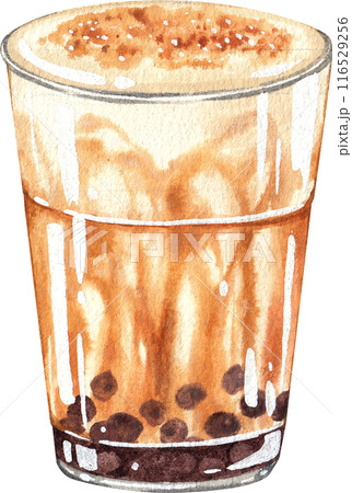 Bubble milk tea watercolor icon 116529256