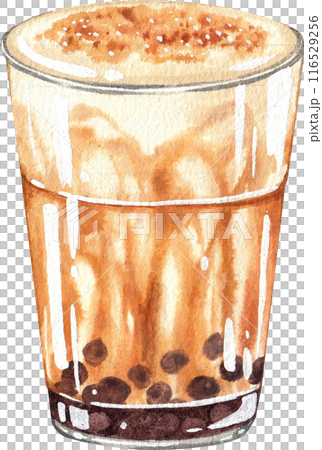 Bubble milk tea watercolor icon 116529256