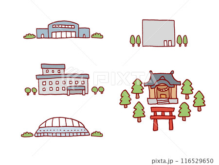 手描きのゆるくかわいい建物のイラスト 116529650