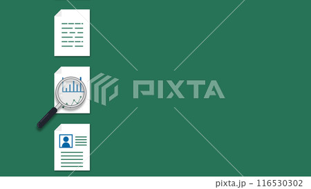 様々な書類をチェックするイラスト　縦バージョン 116530302
