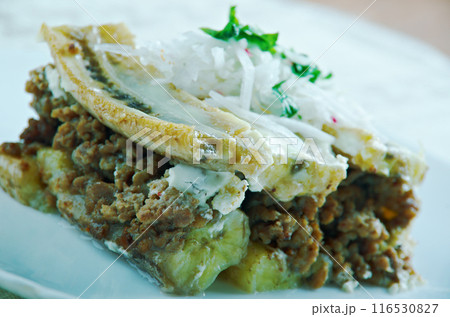 Pastelon - Plantain and Beef Casserole 116530827
