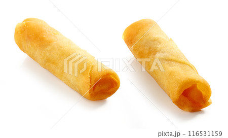 two springrolls on white background 116531159