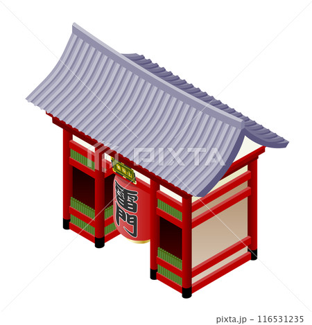 並べれば街になるアイソメイラスト「浅草雷門」 116531235