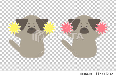 Illustration of a cheering brown dog 116531242