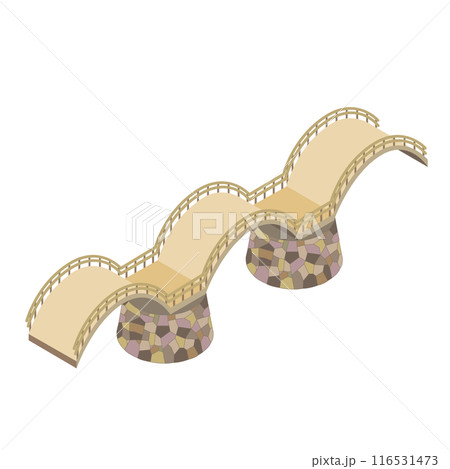 並べれば街になるアイソメイラスト「錦帯橋」 116531473